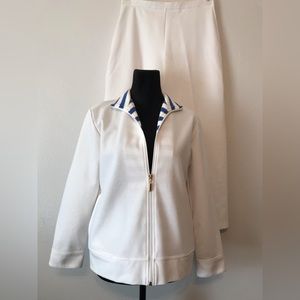 Draper’s & Damon’s Petites 2 Pc Set White Jacket w/ Pants Size S / PS